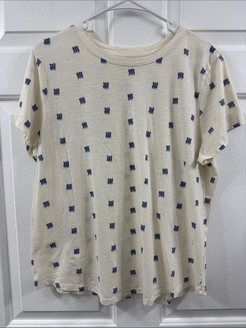 Sonoma Cream Tee with Navy Embroidered Dots